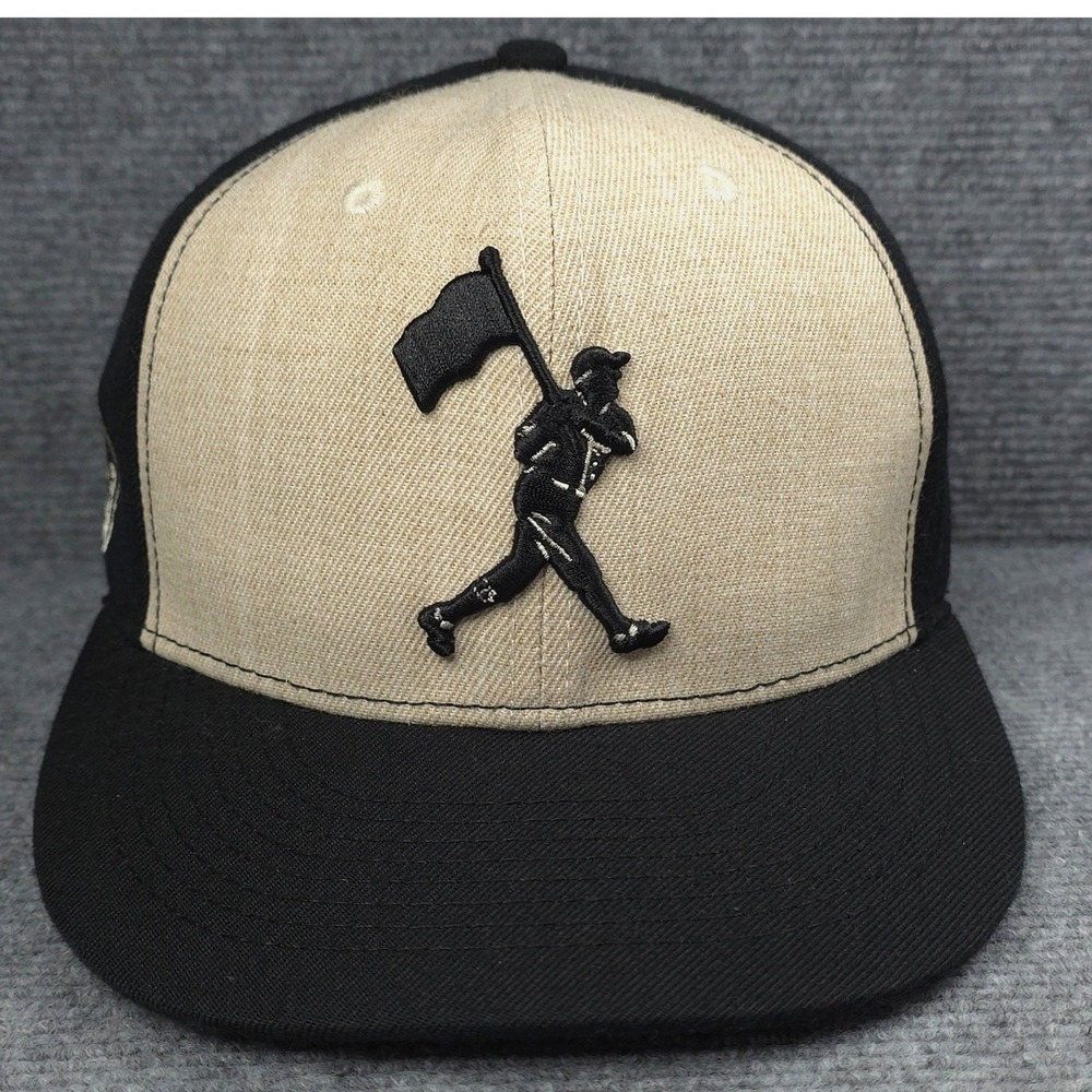 Baseballism Hat Cap Fitted Mens 7 1/8 Black Tan MLB Baseball Jackie Robinson 42